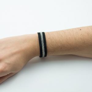 Βραχιόλι Σουέτ  Μαύρο Στρας