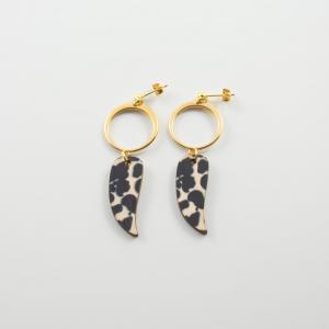 Earring Wooden Tooth Leopard