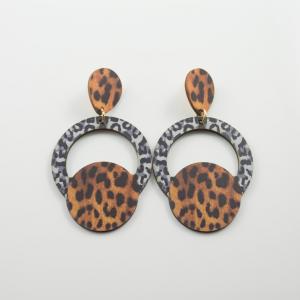 Σκουλαρίκι Ξύλινοι Κύκλοι Leopard