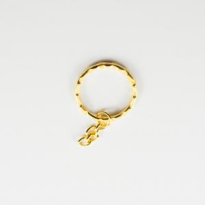 Forged Key Ring Hoop with Chain Gold