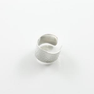 Steel Ring Silver Wavy Forged