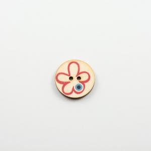 Ξύλινο Κουμπί Λουλούδι Μάτι