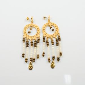 Earrings Gold Glass Beads