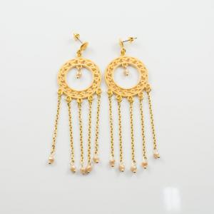 Earrings Chain Gold Crystalls