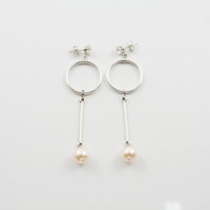Earrings Silver Strass- Pearl
