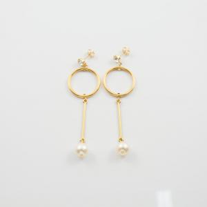 Earrings Gold Strass- Pearl