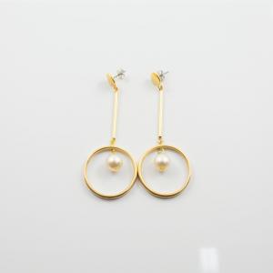 Earrings Gold Pearl White