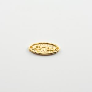 Metallic Oval Plate "Φτου" Gold