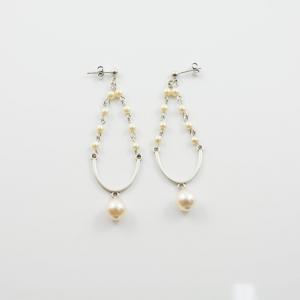 Earrings "U" Silver Pearl