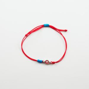 March Charm Eye Silver Enamel Red