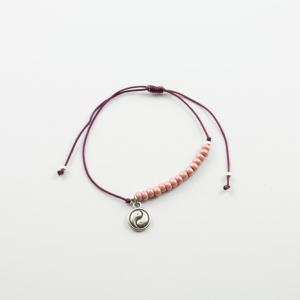 Bracelet Beads Salmon Yin & Yang