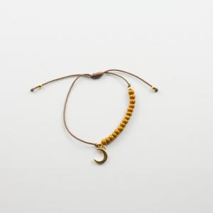 Bracelet Beads Mustard Crescent Moon