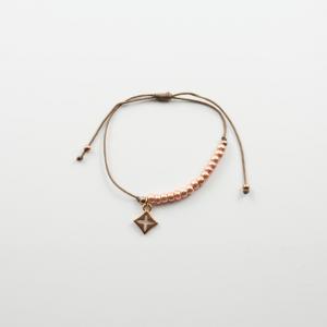 Bracelet Beads Pink Gold Rhombus