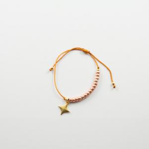Bracelet Beads Pink Gold Sparkle