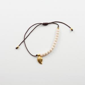 Bracelet Beads Ivory Leaf