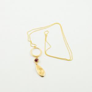 Necklace Gold Tear Zircon Red