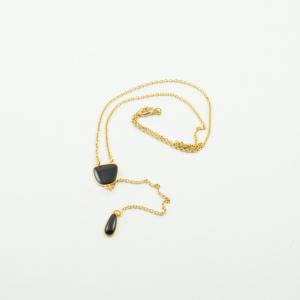 Necklace Gold Enamel Black