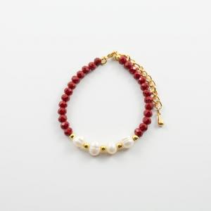 Bracelet Pearl Beads Red