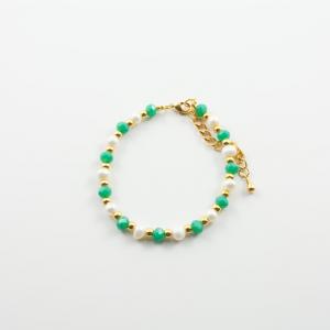 Bracelet Pearl Crystals Soafam Green