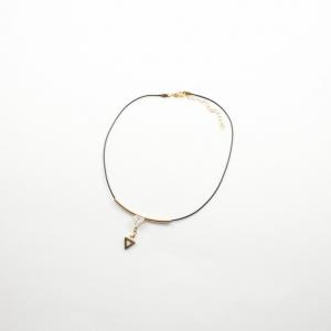 Necklace Choker Black Crystal Gold
