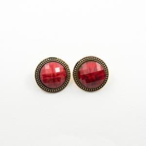 Earrings Button Red