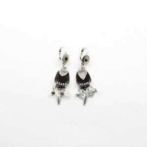 Earrings Feather Crystals