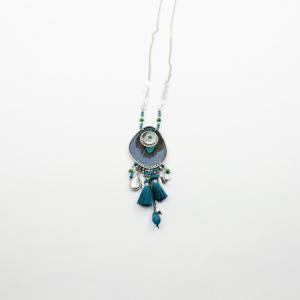 Necklace Tassels Crystals Petrol