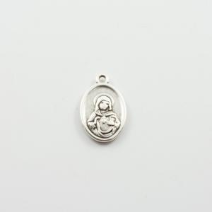 Metallic Motif Oval Virgin Silver