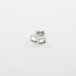 Metallic Earrings Square Silver