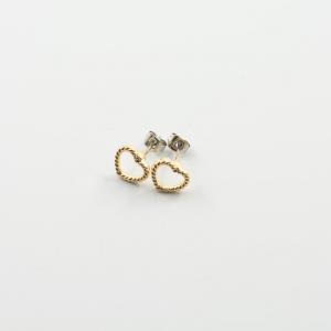 Metallic Earrings Heart Gold