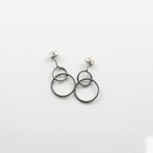 Metallic Earrings Circle Black