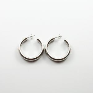 Steel Earrings Hoops Silver 4cm