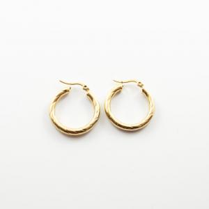 Earrings Hoops Twisted Gold 2.7cm