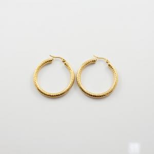 Steel Hoops Twisted Gold