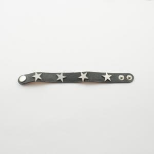 Bracelet Leatherette Gray Stars