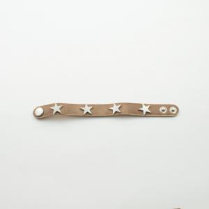 Bracelet Leatherette Beige Stars