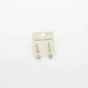 Earrings Bar Silver Crystals