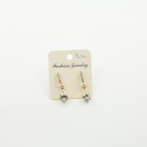 Earrings Bar Golden Crystals