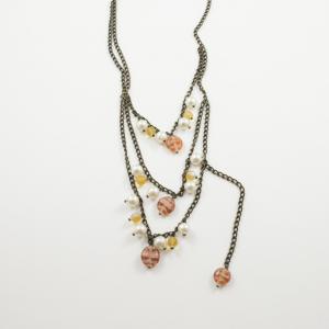 Necklace Triple Bronze Pearls