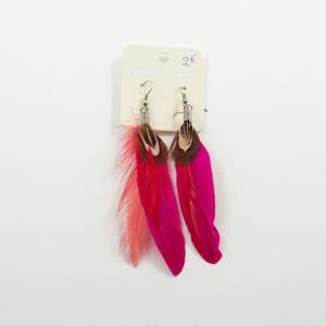 Earrings Feathers Fuchsia