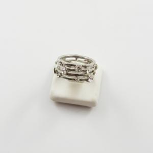 Ring Silver Four Stripes Zircons