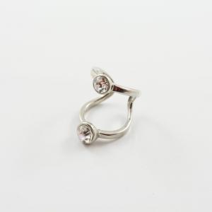 Ring Silver Double Zircons