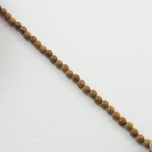 Wooden Bead Brown Stripe 6mm