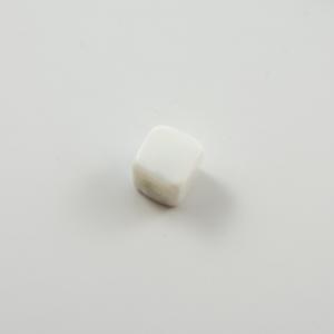 Glass Bead Cube White 10mm