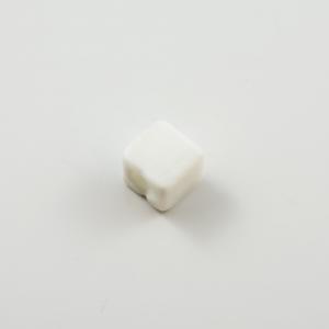 Γυάλινη Χάντρα Κύβος Λευκή 12mm