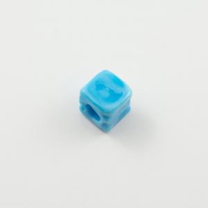 Glass Bead Cube Turquoise 12mm