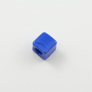 Glass Bead Cube Blue 12mm