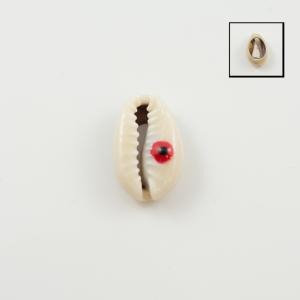 Διακοσμητικό Κοχύλι Μπεζ Μάτι Κόκκινο