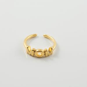 Μεταλλικό Δαχτυλίδι "ΜΟΜ" Χρυσό