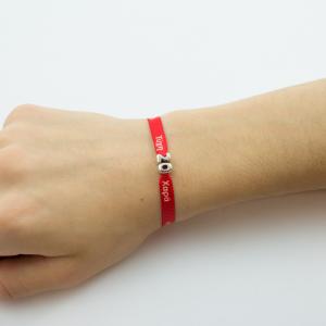 Bracelet Ribbon Red 20 Bead